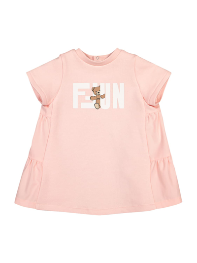 Fendi Baby Girls Pink Logo Dress In Rosa