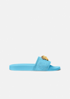 Versace Medusa Head Plaque Slides In Light Blue