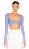 Gauge81 Lifa Cropped Twisted Ribbed Merino Wool-blend Top In Cornflower Blue
