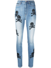 PHILIPP PLEIN SKULL-PATCHES HIGH-WAISTED SKINNY JEANS