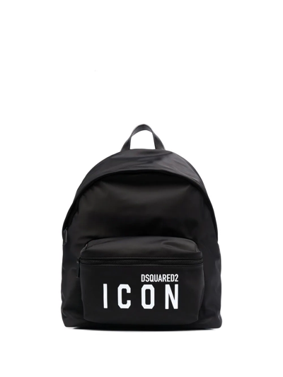 Dsquared2 Icon Logo Printed Backpack In Black