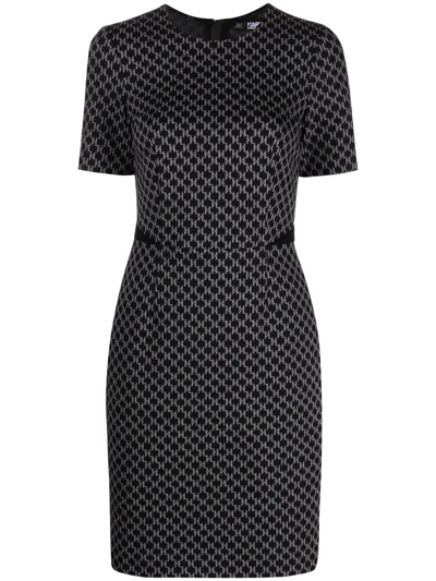 Karl Lagerfeld Monogram Punto Shift Dress In Black