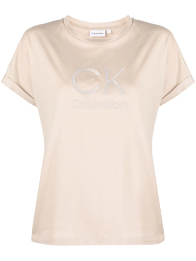 Calvin Klein Logo-print T-shirt In 中性色