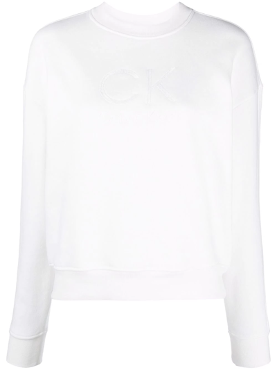 Calvin Klein Logo-print Sweatshirt In Weiss