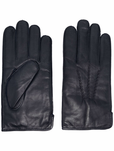 Aspinal Of London Cashmere-blend Lined Leather Gloves In Blau