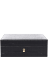ASPINAL OF LONDON CROCODILE-EMBOSSED LEATHER SQUARE WATCH BOX