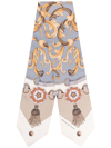 Aspinal Of London Signature Graphic-print Silk Scarf In Nude