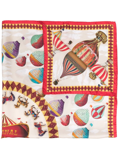 Aspinal Of London Air Balloon Silk Scarf In Rot