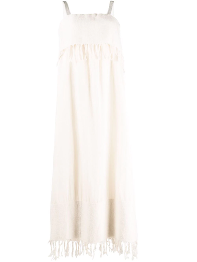 Fabiana Filippi Tassel Fringed Sleeveless Dress In Nude