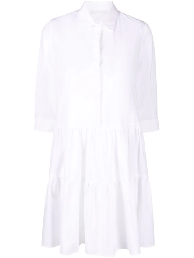 Fabiana Filippi Tiered Flared Shirt Dress In Bianco