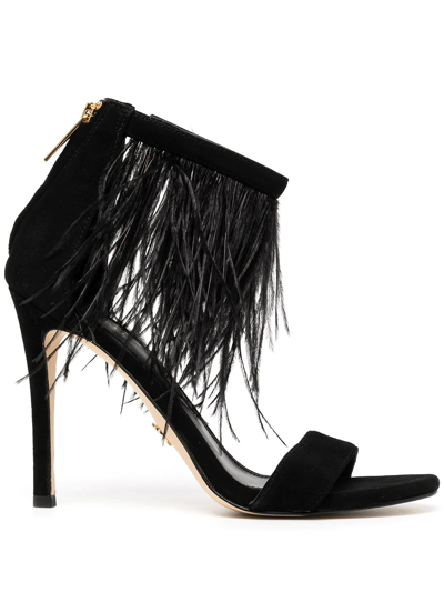 Michael Michael Kors Meena 110mm Feather-embellished Sandals In Black