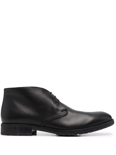 Bally Lace-up Leather Ankle Boots In Schwarz