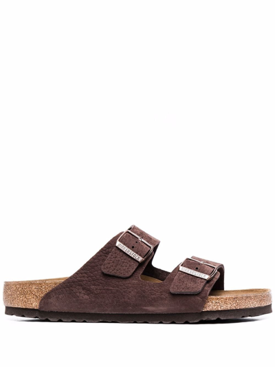 Birkenstock Arizona Pebbled Leather Sandals In Brown