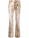 Blumarine Stretch Cotton Trouser With All-over Print In Brown