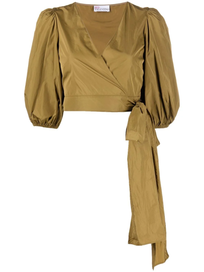Red Valentino Wrap Cropped Blouse In Grün
