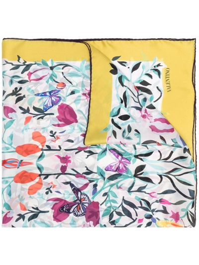 Valentino Floral-print Silk Scarf In Weiss