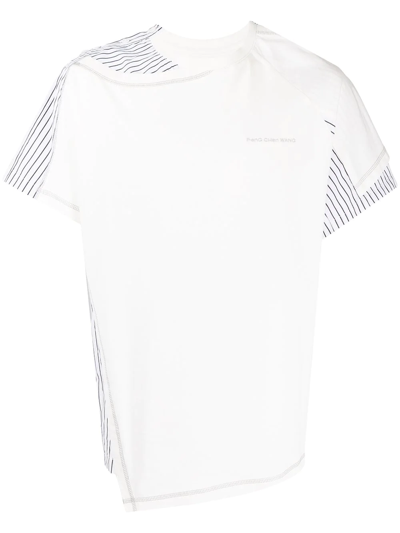 Feng Chen Wang Cotton Contrast-panel T-shirt In Weiss