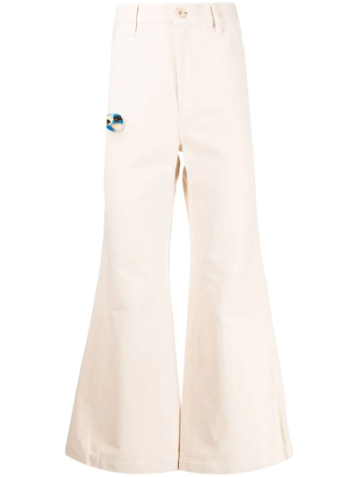 Doublet Bird-detail Flared Jeans In Nude