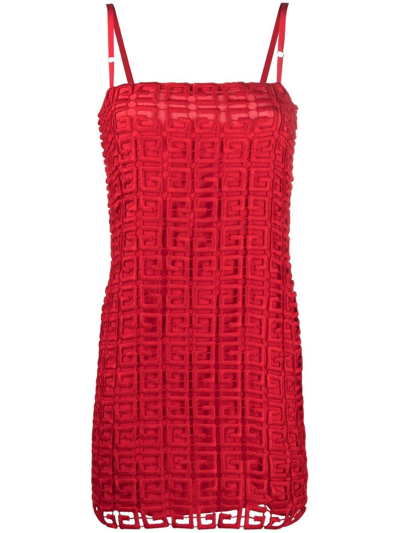 Givenchy 4g Embroidered Mini Shift Dress In Red