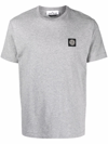 Stone Island Logo-patch Cotton T-shirt In Grey