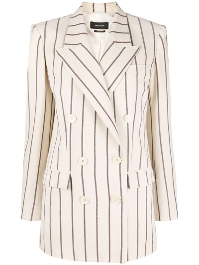 Isabel Marant Nevim Pinstripe Double-breasted Blazer In Neutrals