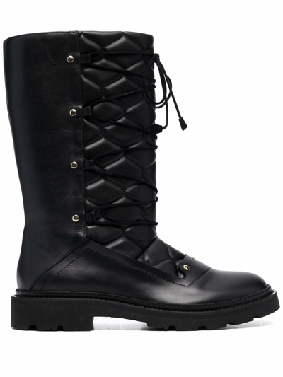 Bally Lace-up Leather Boots In Schwarz