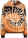 Amiri Tie-dyed Fleece Hooded Sweatshirt In Orange