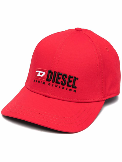 Diesel Embroidered Logo Baseball Cap In Rot