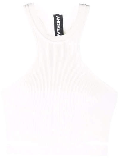 Andreädamo White Ribbed Cropped Top