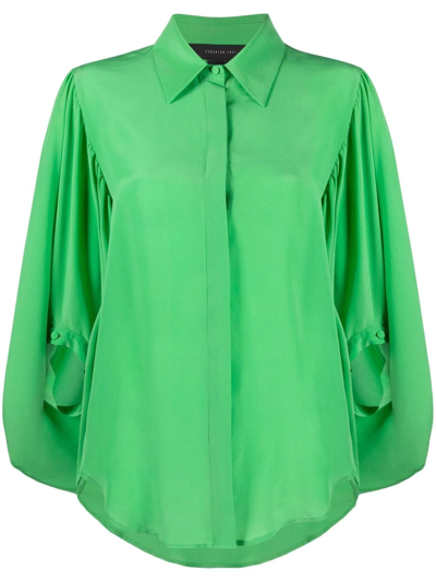 Federica Tosi Draped-sleeves Silk Blouse In Grün