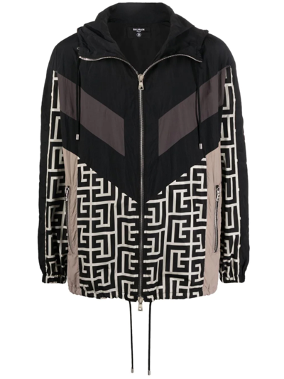 Balmain Jacket With Maxi Monogram Logo Print In Multicolor