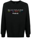 BALMAIN BLACK SWEATSHIRT WITH MULTIcolour LOGO