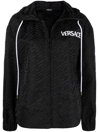 Versace Greca-print Track Jacket In Schwarz