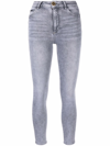 Philipp Plein Skinny Cropped Faded Jeans In Grey