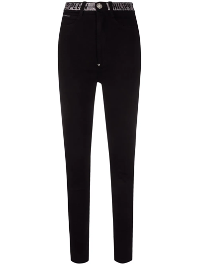 Philipp Plein Stones Super High Waist Jeggings In Black