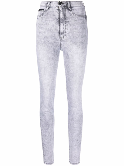 Philipp Plein Super High Waist Jeggings In Grau