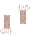 Dolce & Gabbana Velvet-effect Lace-up Gloves In Pink