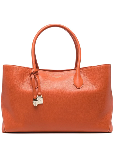 Aspinal Of London London Leather Tote Bag In Orange