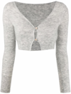 Jacquemus Alzou Fine-ribbed Knitted Cardigan In Grey