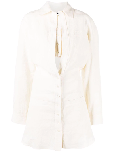 Jacquemus Womens White Canvas Dress