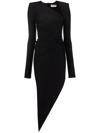 ALEXANDRE VAUTHIER ASYMMETRIC LONG-SLEEVE MIDI DRESS