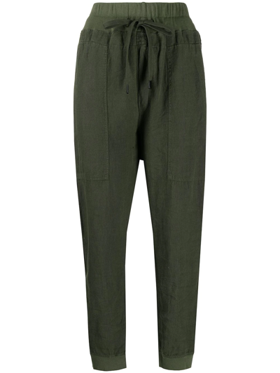 Bassike High-waisted Drawstring Track Trousers In Grün