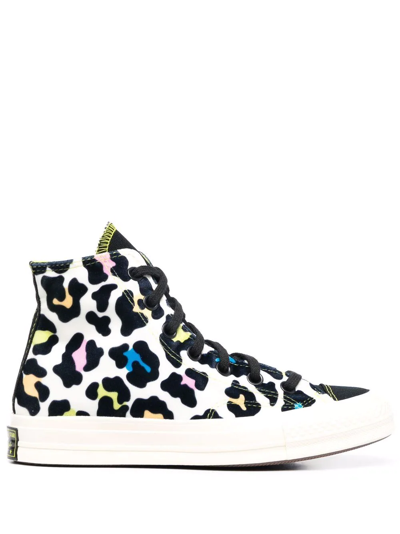 Converse Chuck 70 Hi Velvet Leopard Print Sneakers In Egret/multi-white In Rainbow/multi