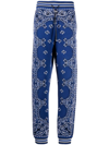 Amiri Tapered Bandana-jacquard Cotton And Cashmere-blend Sweatpants In Blau