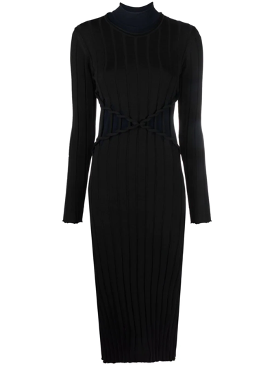 Dion Lee X Braid Reversible Mid Length Dress In Black/navy