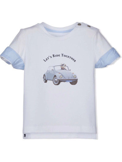 Lapin House Babies' Let's Ride Together Graphic-print T-shirt In White