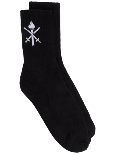 Opening Ceremony Crest Logo Ankle Socks In Black