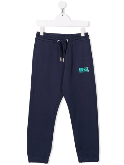 Diesel Teen Phory Logo-print Track Trousers In Blue