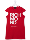John Richmond Junior Logo-print Cap-sleeve Dress In Red