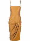 Giuseppe Di Morabito Crystal Embellished Draped Dress In Hazelnut